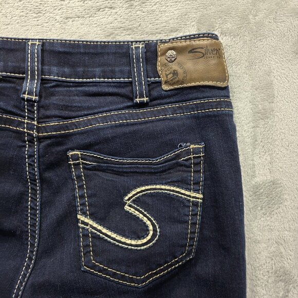 Silver Jeans Co Suki High Capri Jeans Womens W31 L24 Dark Wash Super Stretch - Picture 3 of 11